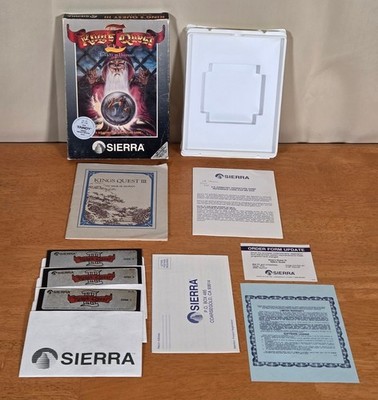 King's Quest III To Heir Is Human Sierra IBM PC Black Gray Big Box 1st Edition