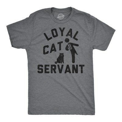 Mens Funny T Shirts Loyal Cat Servant Sarcastic Kitten Lovers Graphic Novelty