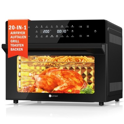 30L Heißluftfritteuse Minibackofen Umluft Airfryer Oven ohne Öl mit Sichtfenster