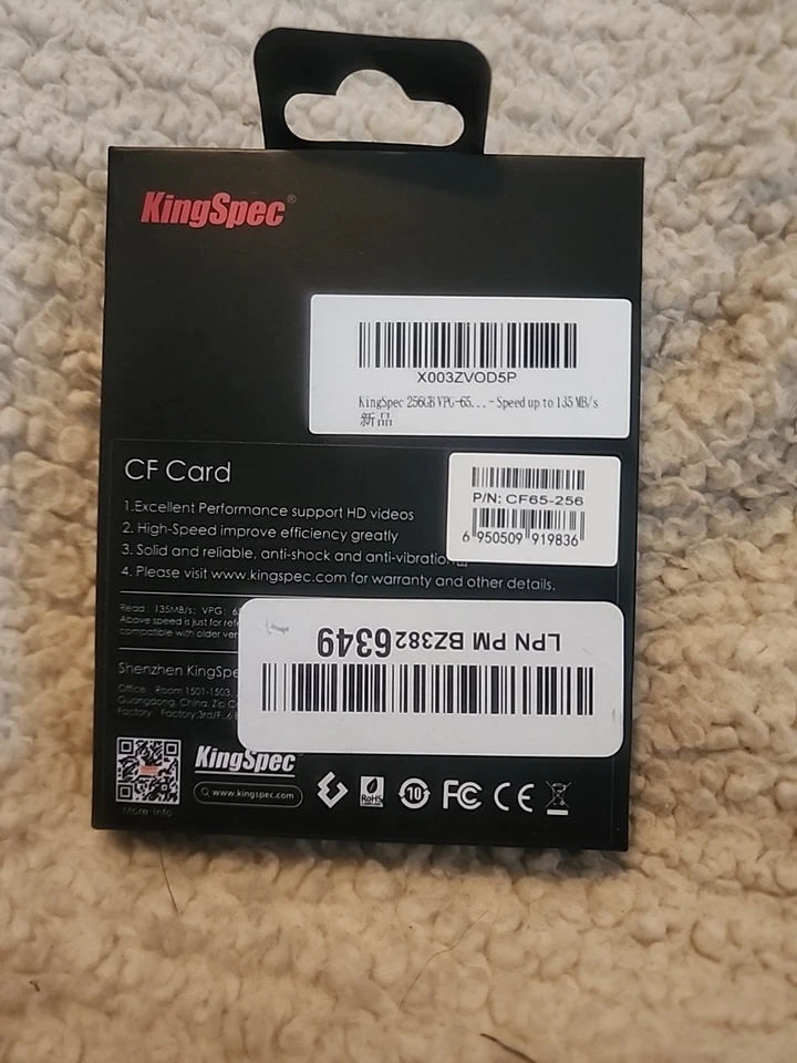 KingSpec CF Card 256 GB 135MB/S Memory Card Video UDMA7 Photography - Image 3 of 3