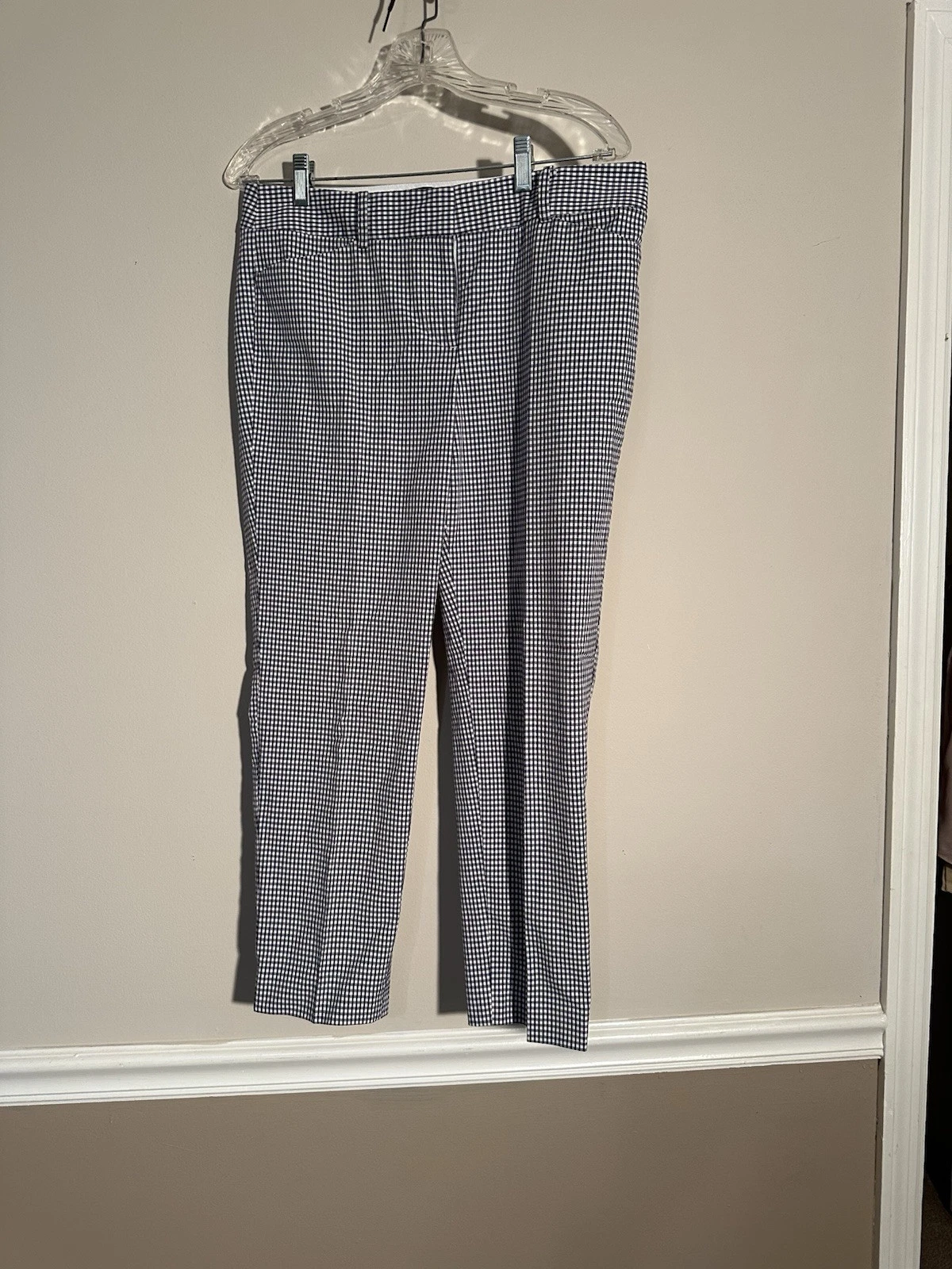 NWOT Talbots Pants Women's Skimmer Gingham Check Black Capri Stretch 8P