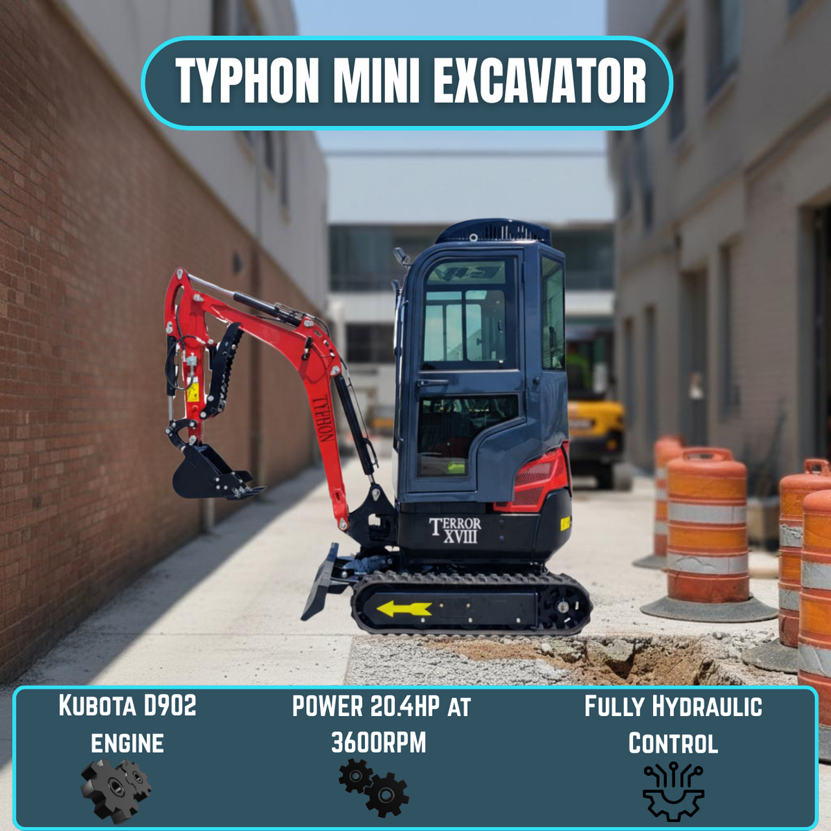 TYPHON Terror XVIII Prestige Mini Excavator 2 Ton AC Cabin DIgger