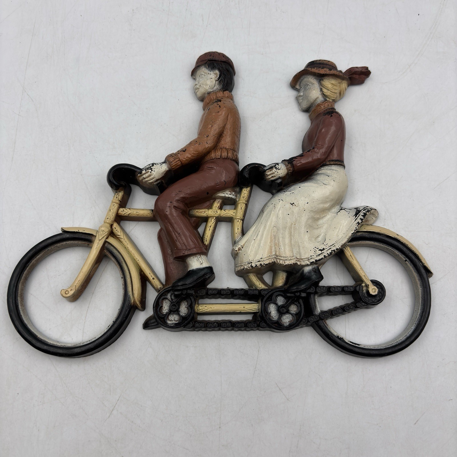 Vintage 1975 Homco Automobile Tandem Bike Hanging Wall Plaqu
