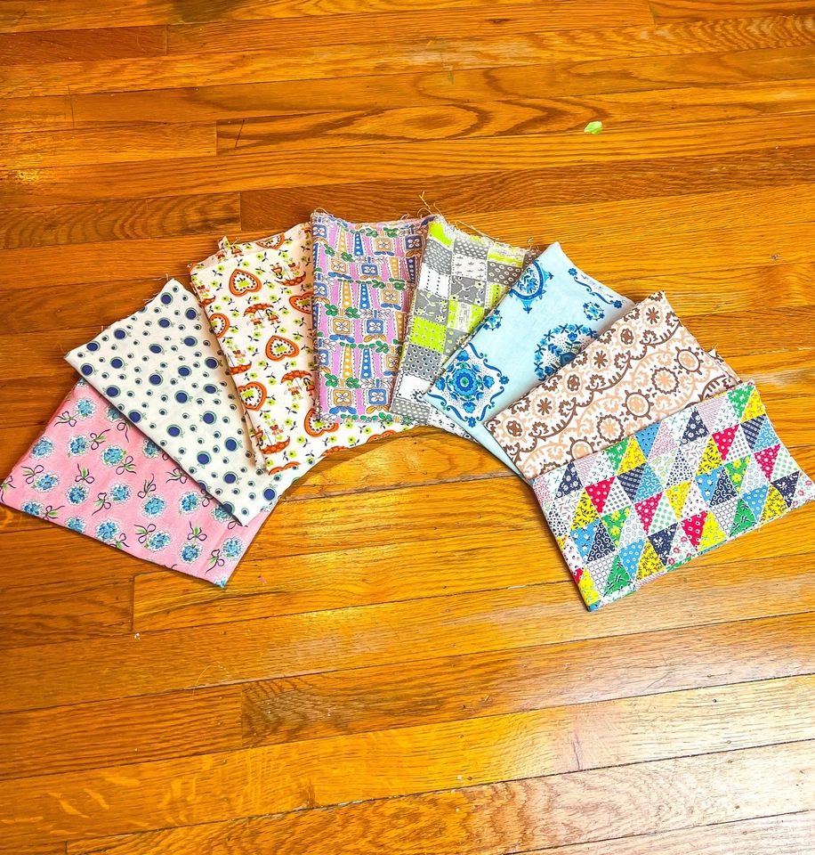 Lote de tela de saco de alimentación vintage de los años 30 edredón parcial de tulipán rosa fruta flores pequeñas arco Foto 2 de 4