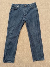 Vintage Wrangler Jeans Mens 36x32 Blue Denim 13MWZ Made USA Dark Wash Cowboy