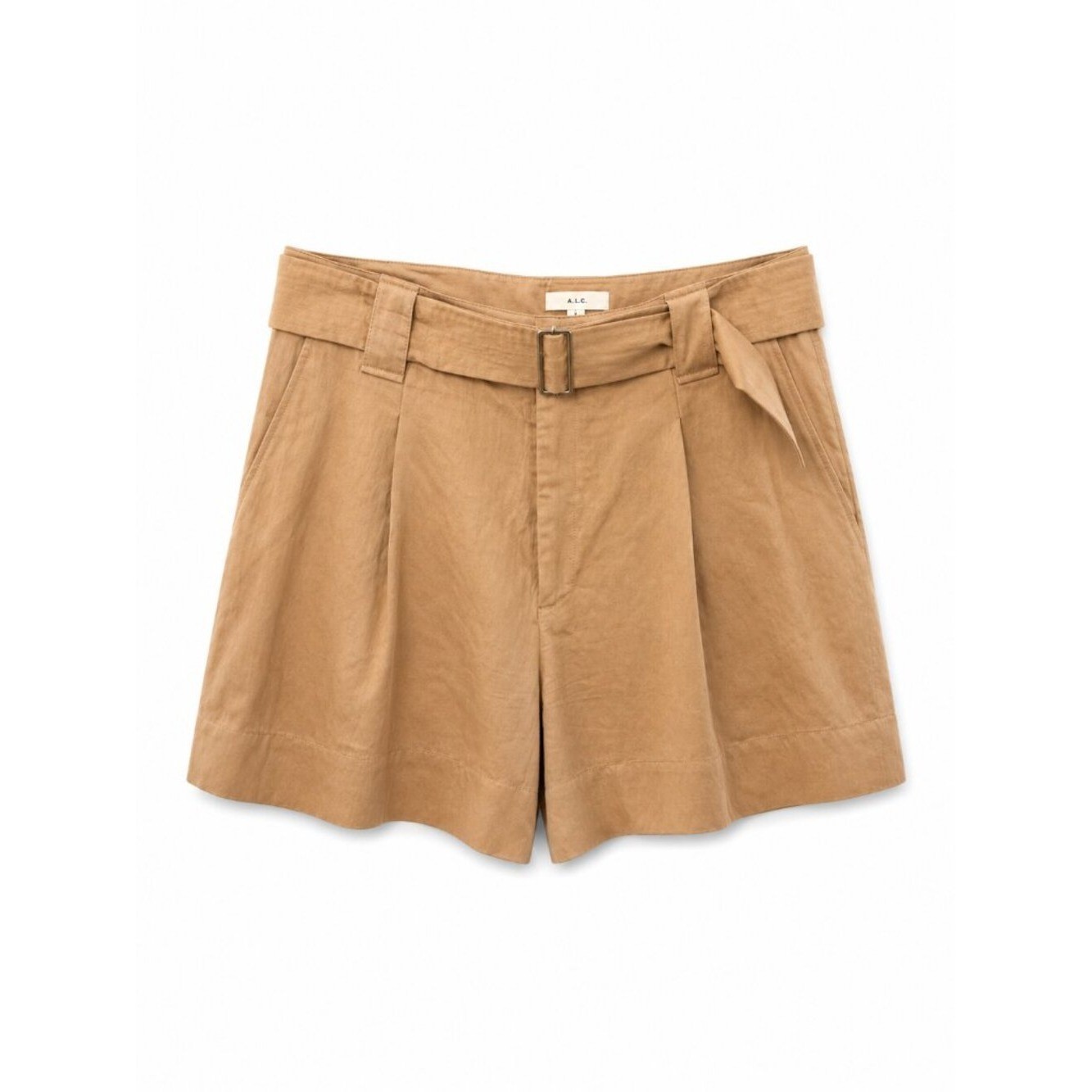 A.L.C. Grayson Shorts Tawny Size 8 Belted High Rise Pleated Tailored Linen Blend