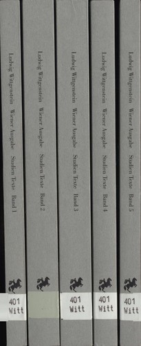 Ludwig Wittgenstein - Wiener Ausgabe - Studien Texte (5 Bände) Wittgenstein, Lud