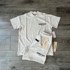 ESSENTIALS Kids T-Shirt and Shorts BUNDLE Light Oatmeal Unisex FEAR OF GOD