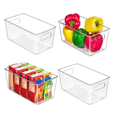 Vtopmart 4-Pack Clear Plastic Storage Containers with Handles, Pantry Organizer