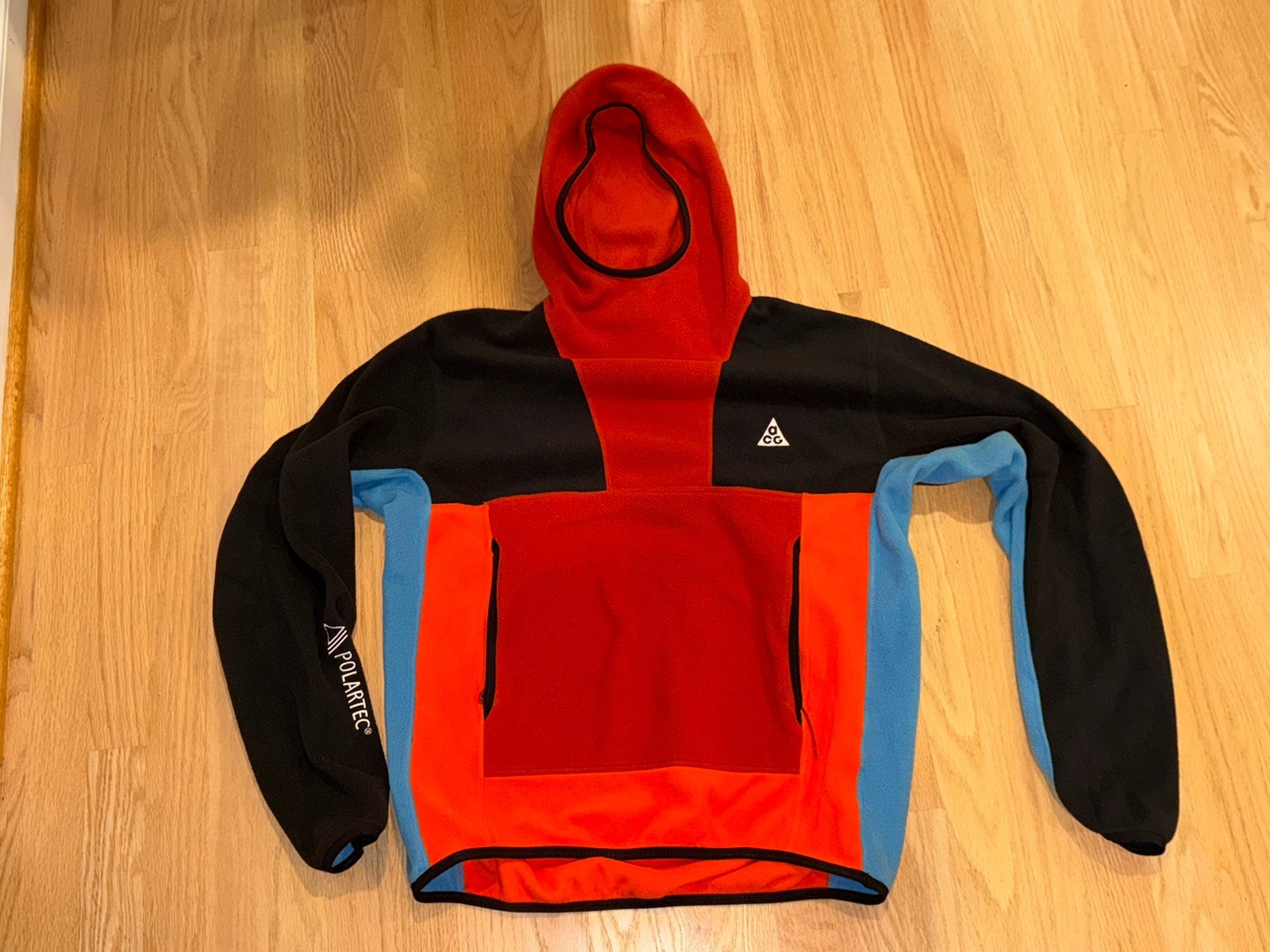 Nike ACG Polartec Wolf Tree Pullover Hoodie Men Orange Black Sz Small CV0642-671