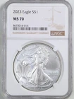 2023 1oz Silver American Eagle MS70 NGC 8673014-014