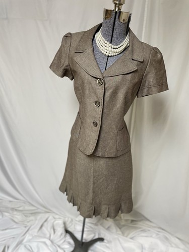 NEW Tahari ASL Skirt Suit Size 6 Two Piece Set Pockets Luxurious Linen Light - Picture 16 of 24