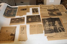 Apollo 11 Newspaper Clippings Lot 1969 NASA Moon Landing Photos Vintage Space