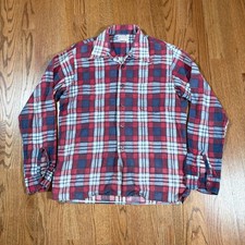 Vintage 60s Penneys Cotton Printed Flannel Loop Collar