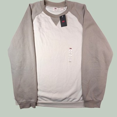 NWT Levis Mens Standard Fit Raglan Sweatshirt Cream Taupe Crewneck A72840028 L