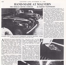 THE MORGAN MOTOR COMPANY: HANDMADE AT MALVERN. SEVERAL PICTURES AND ACCOMPANYING