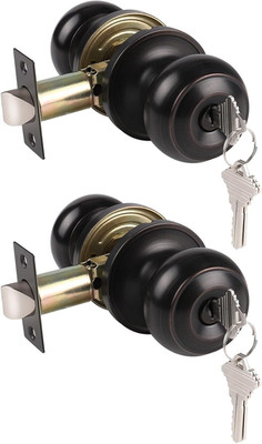 2 Pack Exterior Door Knob Oil Rubbed Bronze Door Knob outside Keyed Alike Entry 