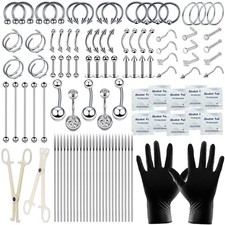 103PCS Piercing Kit for all Body Piercings Stainless Steel Jewelry...