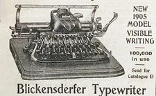 New1905Model Visible Writing BLICKENSDERFER Typewriter Antique Keyboard Print Ad