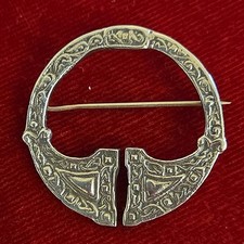 Vintage 925 Sterling Silver Scottish Hybrid Pen/Annular Style Brooch 1.6" 11.8g