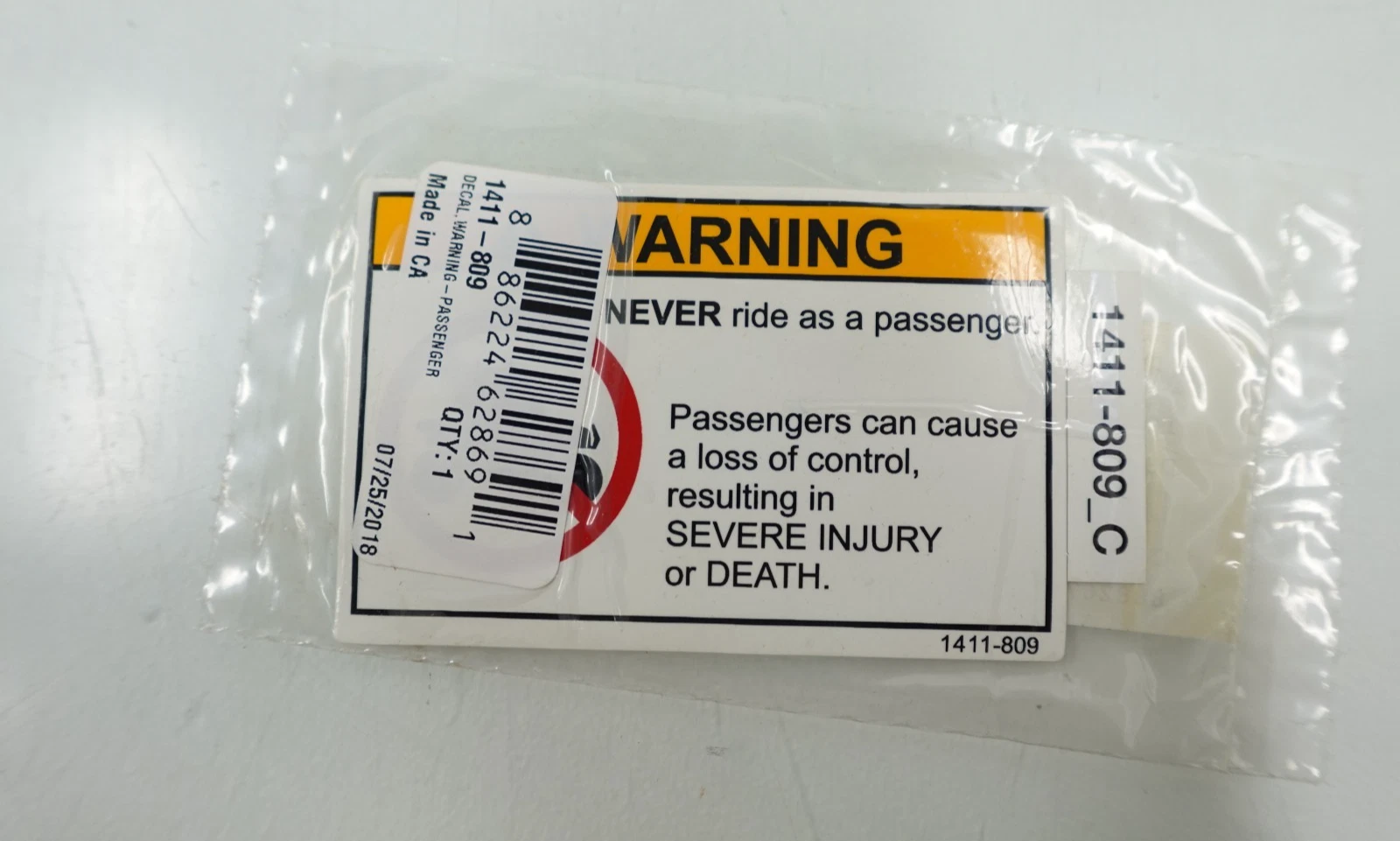 NEW 2009-2024 Arctic Cat Alterra OEM Passenger Warning Decal 1411-809