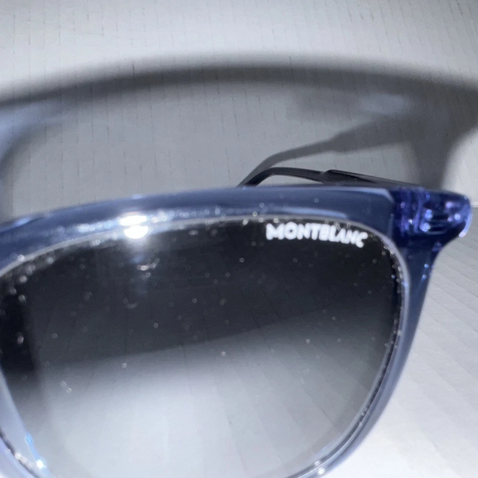 Gafas de sol MONTBLANC cuadradas/rectangulares azules grises gafas de lujo MB0008S Foto 4 de 4