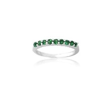 925 Silver Created Emerald Semi-Eternity Band Ring