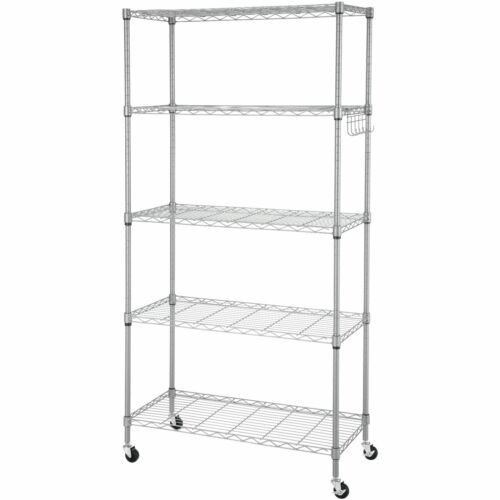 152/183 cm estante de pie estante de rejilla estante de almacenamiento 5 plantas estante de cocina estante de metal estante de baño - Imagen 23 de 36