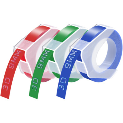 3x Prägeband Schriftband 3D Mehrfarbig For Dymo Organizer Xpress S0898160 9MMx3M