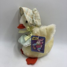 Vintage Cuddle Wit Easter duck goose 10" Plush Yellow bonnet apron 1988 w/Tag