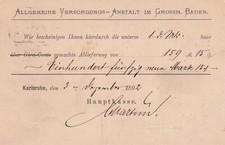 DR Postkarte P 30 mit seltenem Zudruck -  Versorgungsanstalt in Baden, Karlsruhe