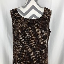 Studio I Brown Dot Sleeveless Lines A Line Maxi Dress 12