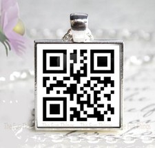 Custom QR Code Personalized With Your Message Pendant Charm or Key Chain
