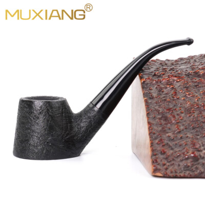 Sandblasted Briar Wooden Tobacco Pipe Sitter Poker Pipe 9mm Acrylic Curved Stem