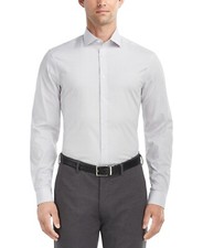Calvin Klein L80716 Grey Slim Fit Stretch Wrinkle Free Dress Shirt Size 17/XL