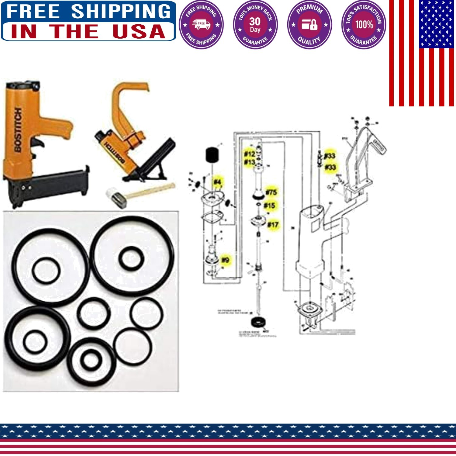 Bostitch Hardwood Floor Nailer O-ring Maintenance Kit for MIII & MIIIFS Models
