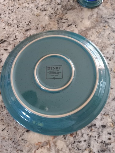 Denby England Blue Green Stoneware Footed Mug and Luncheon Plate - Picture 3 of 10