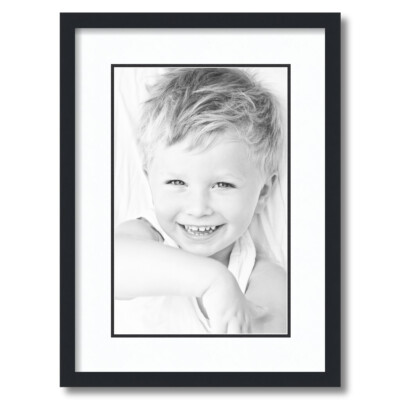 ArtToFrames Matted 15x21 Black Picture Frame with 2'' Double Mat, 11x17 Opening