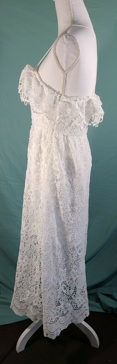 NWT Nasty Gal Crochet Lace Spaghetti Strap Midi Dress White 6 | eBay