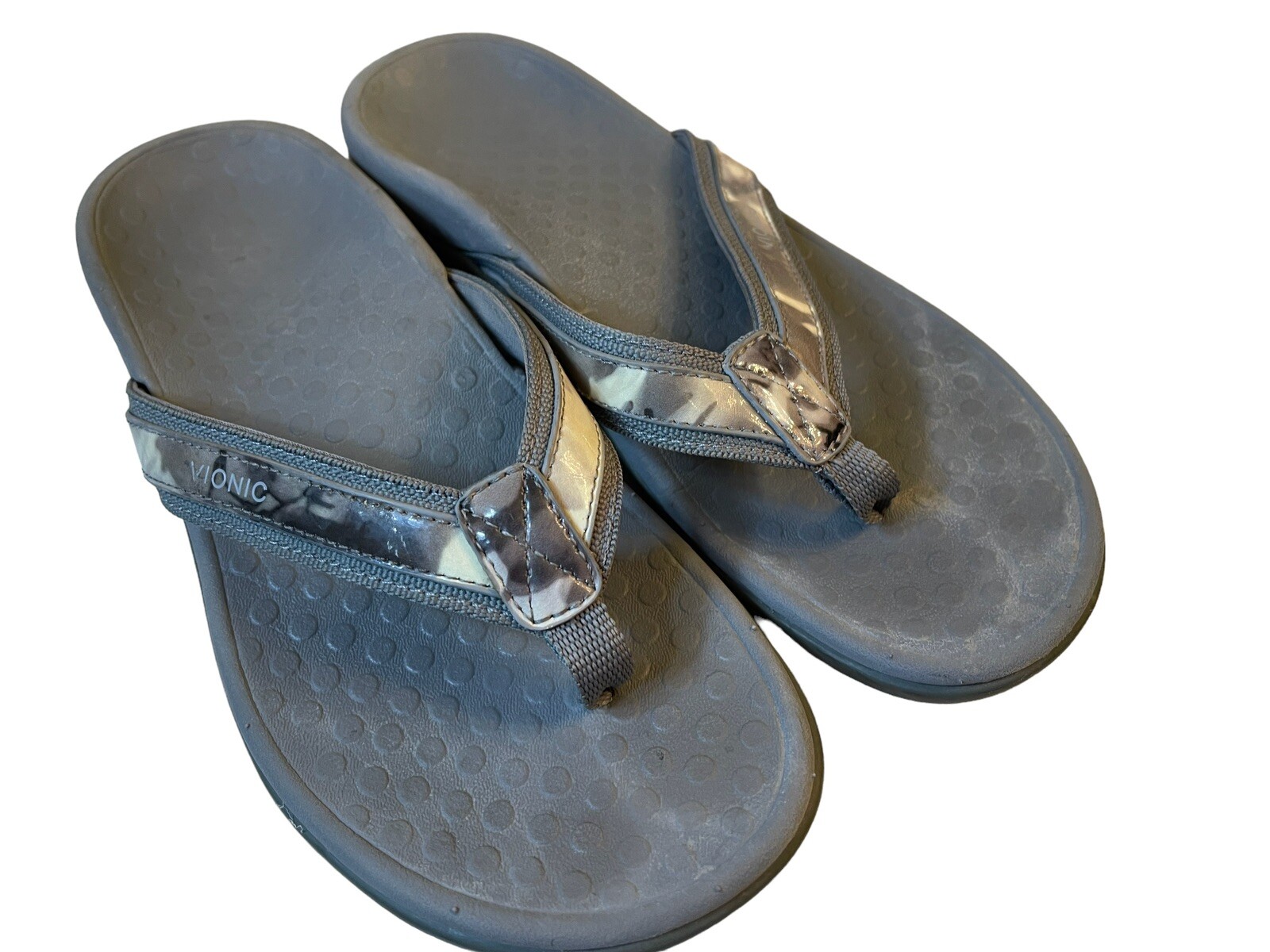 VIONIC LIGHT GRAY SANDALS WITH MARBLE DESIGN STRA… - image 5