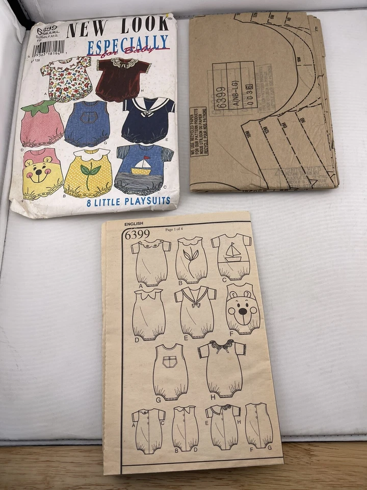 New Look #6399 Uncut Infant Baby 8 Playsuits Romper SZ NB,S,M,L Pattern 1995 - Image 3 of 3