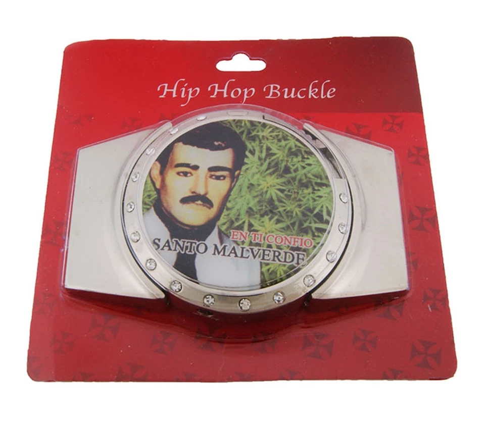 Encendedor Extraíble con Hebilla de Cinturón Nuevo Mexicano Para Hombre Malverde Marihuana Hoja Grande Foto 3 de 4