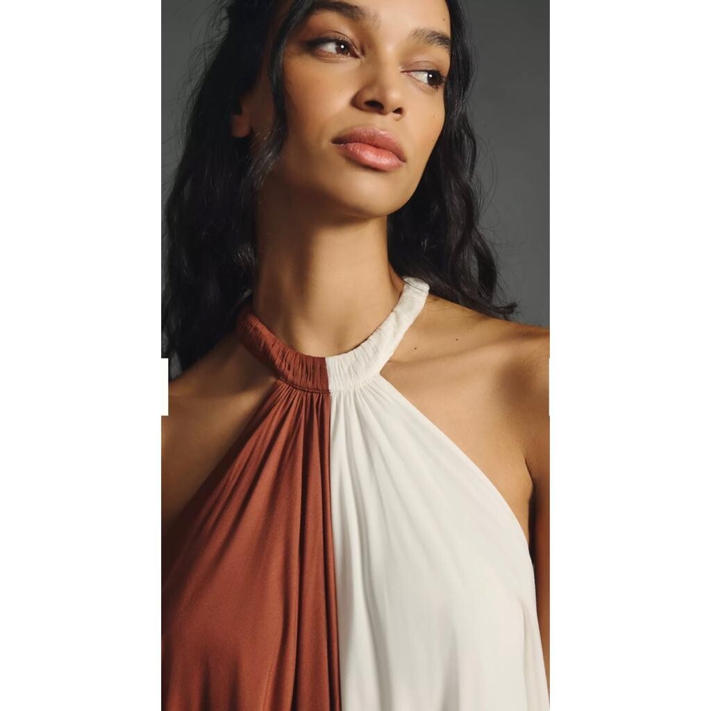 Anthropologie Let Me Be Colorblock Halter Dress Size L