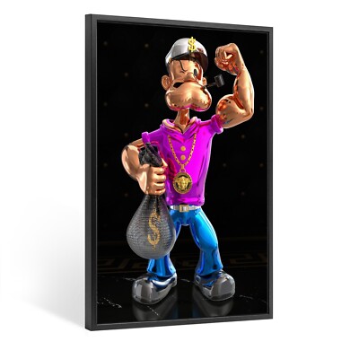   Wandbild Leinwand mit Rahmen , Popeye , Luxus und Reichtum , Kunst Deko Hause