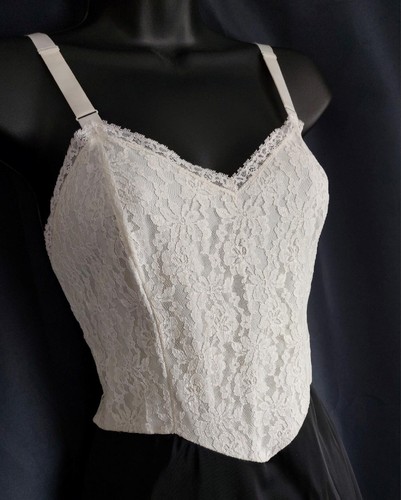 AristoCraft Vintage 1950s LACY Colorblock BLACK & IVORY NYLON FULL SLIP -sz 34 - Picture 5 of 6