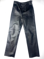 Clio VINTAGE Black Leather High Rise Straight Leg Pants Sz 8