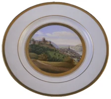 Antique 19thC Gotha Porcelain Scenic Plate Porzellan Teller Scene Heidelberg #2