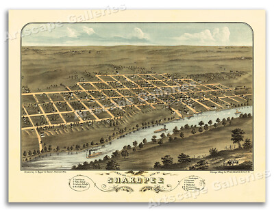 Shakopee Minnesota 1869 Historic Panoramic Town Map - 20x28