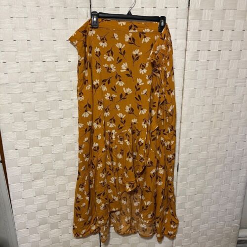 Sonoma Floral Print Skirt High Low Ruffle Hem Boho Cottagecore 3X