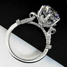 Solid 14k White Gold 2.40Ct Round Cut Diamond Engagement Ring Simulated Size 8